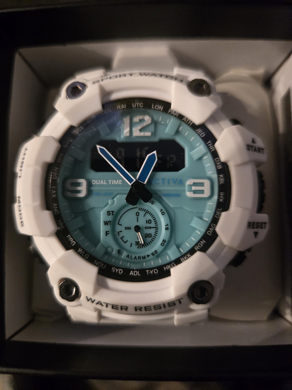 Ativa Men’s White Case with Teal Dial Sport Watch